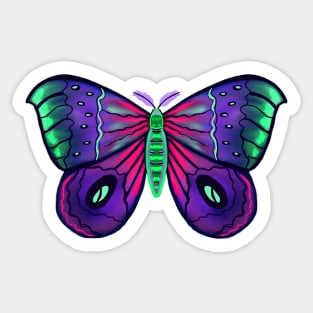 Neon Green Blue Pink Moth Sticker